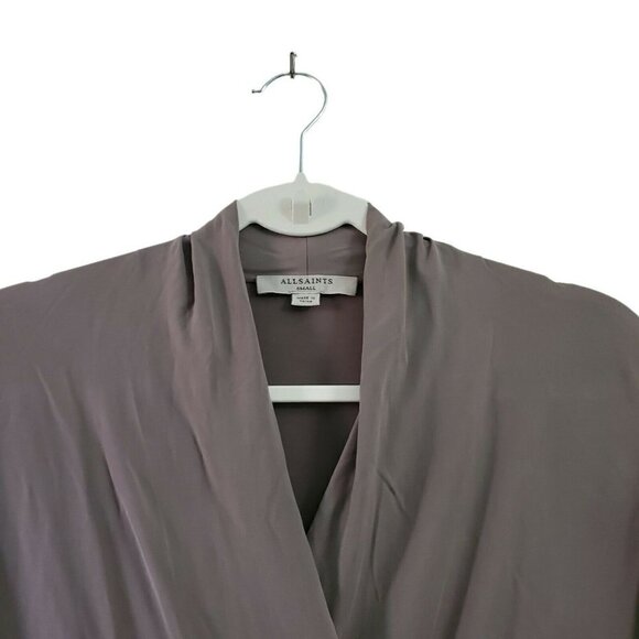All Saints Dress Small‎ Gray Faux Wrap Tame Knee-length Long Sleeve V-Neck - Picture 5 of 12